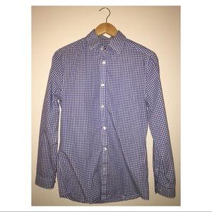 H&M S/S Blue Gingham Button Down - SMALL